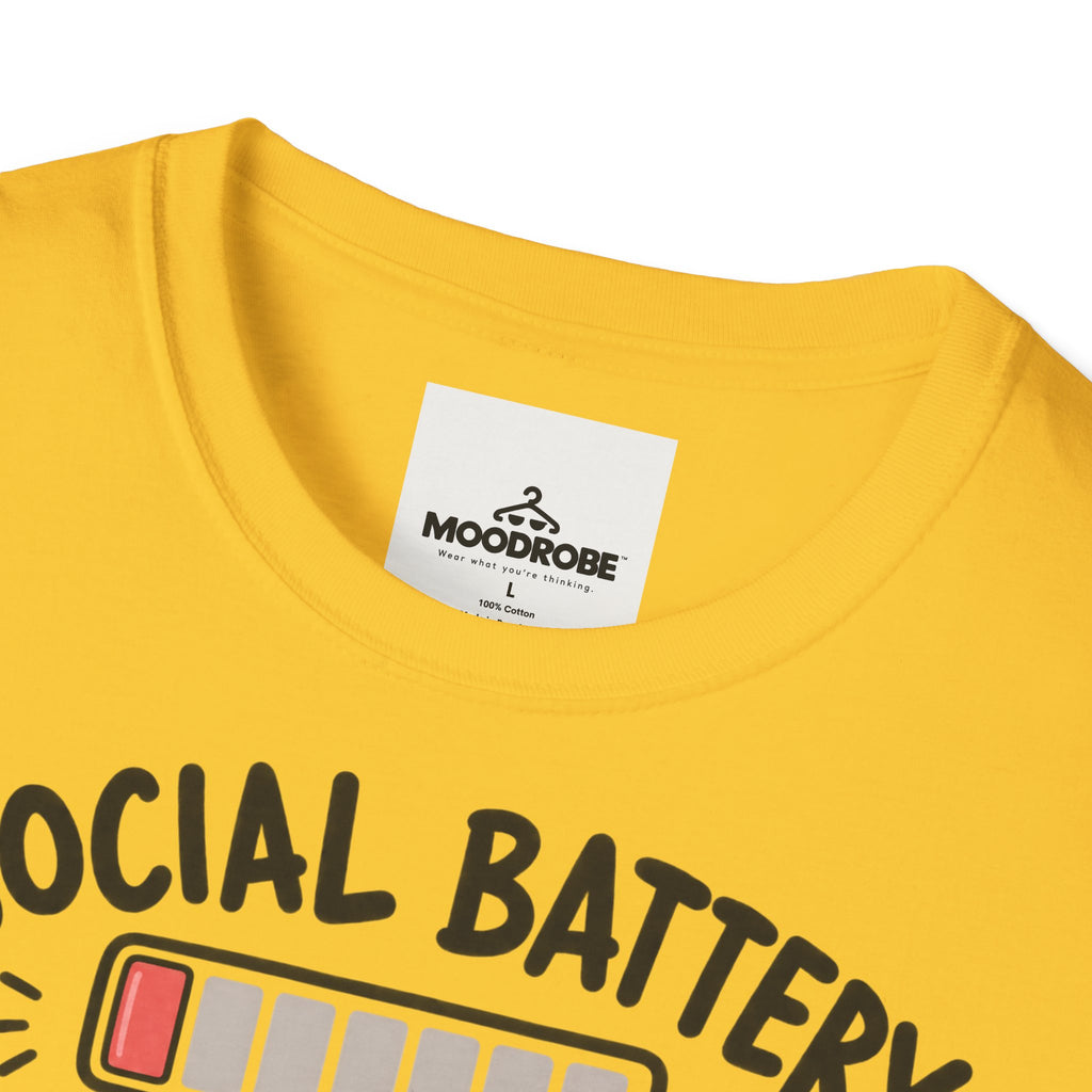 T-Shirt - "Social Battery: Please Try Again Later" Cute Cat Low Energy Graphic Tee