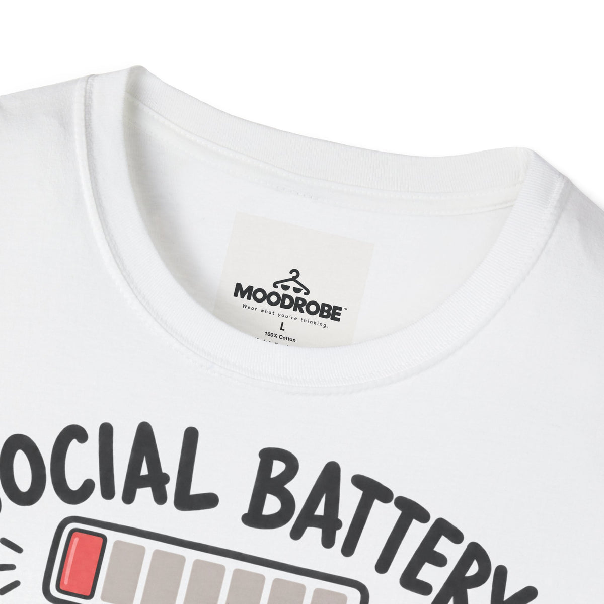 T-Shirt - "Social Battery: Please Try Again Later" Cute Cat Low Energy Graphic Tee